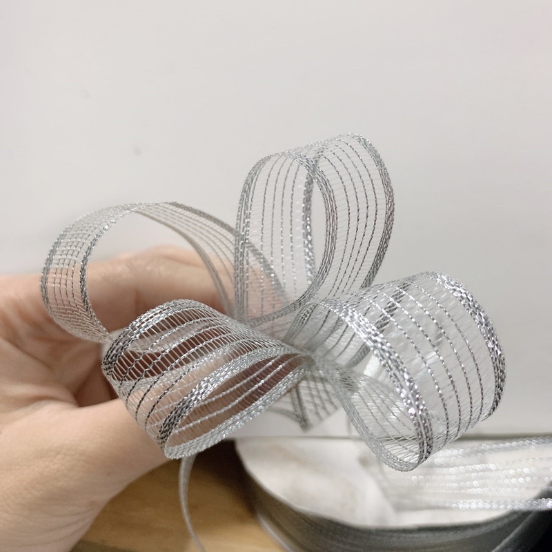 Ruy băng lưới bạc 1,6cm (ribbon)