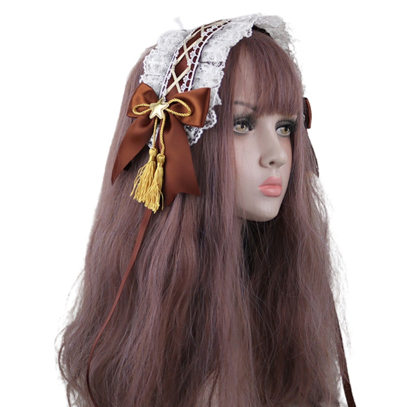 Băng Đô Ren Đính Ngôi Sao Tua Rua Phong Cách Lolita