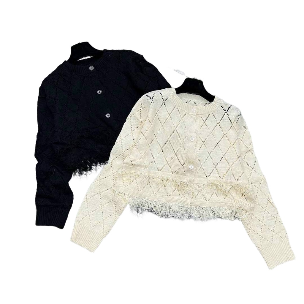 Áo len nữ đẹp EVANIA áo len dáng ngắn chính gốc quảng châu chất mỏng mặc mùa thu, ba màu trắng, đen, nâu mã LLQ92