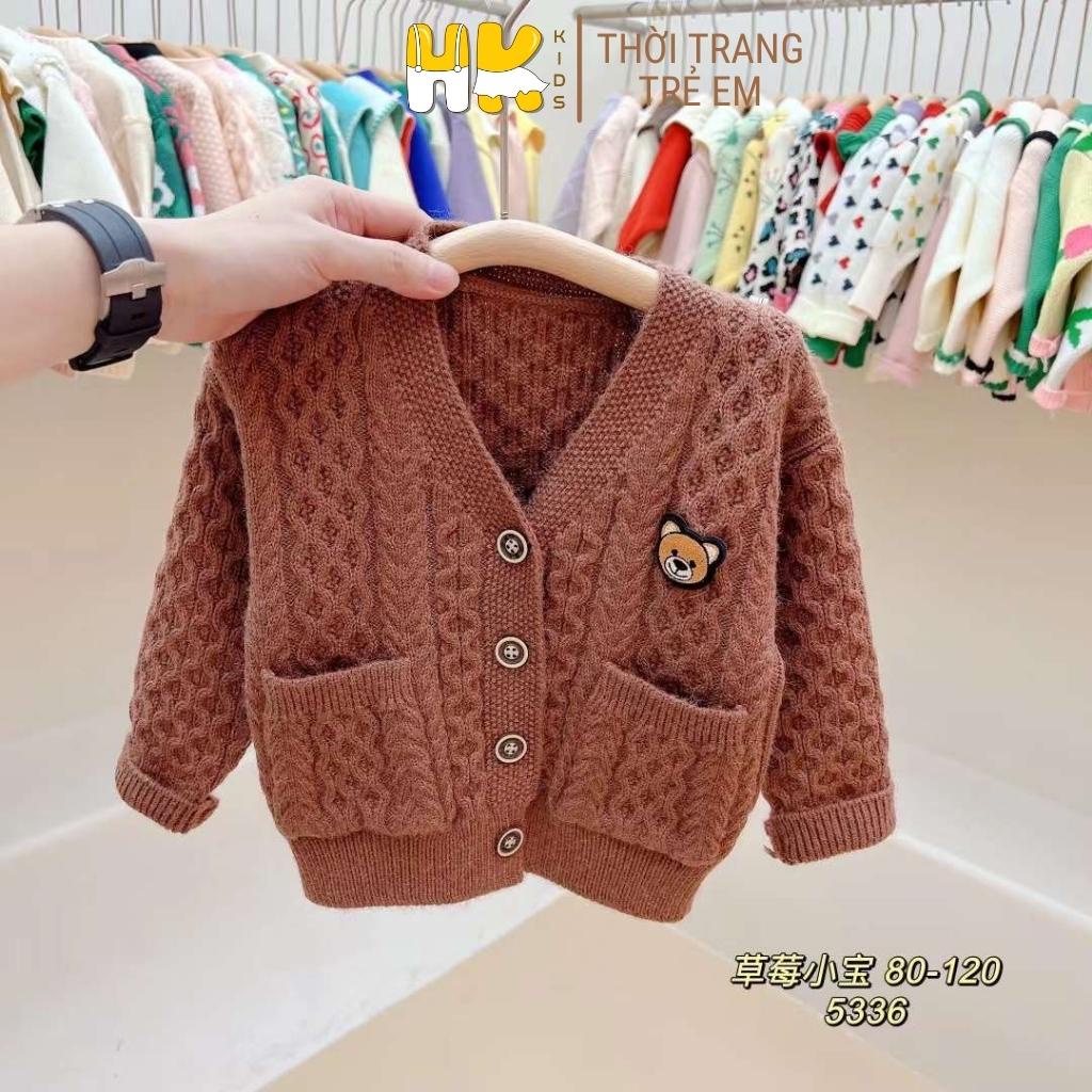 Áo len cardigan cho bé HK KIDS cao cấp dài tay chất len mềm mịn đanh lì size cho bé từ 2 đến 6 tuổi