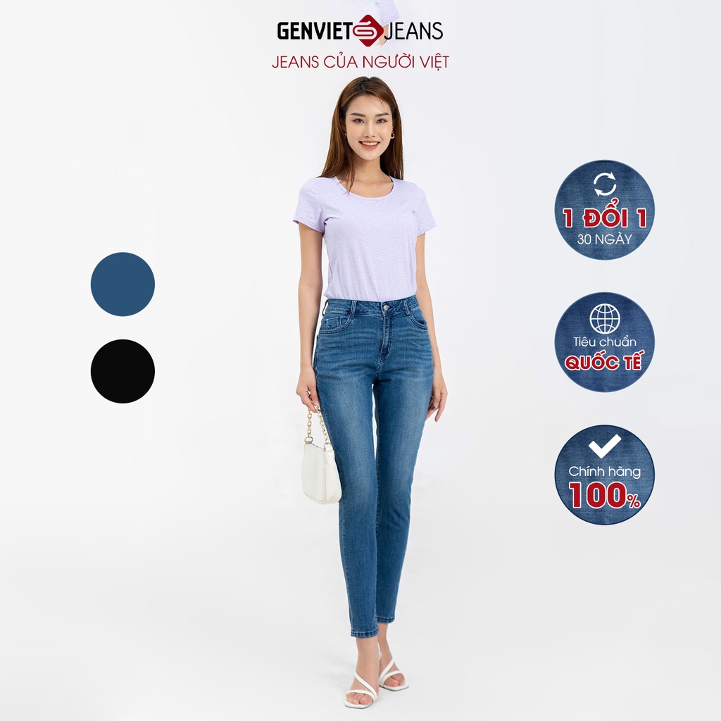 Quần Jeans Nữ Trơn Dáng Ôm Skinny Chất Bò Mềm Cao Cấp Basic GENVIET DQ107J2210