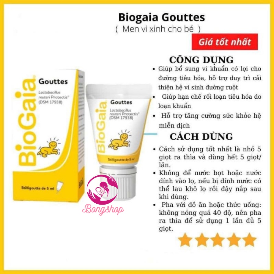 [Cam kết hàng Auth] Men Vi Sinh Tiêu Hóa Biogaia Gouttes/Protectis Baby 5ml cải thiện hệ vi sinh đường ruột