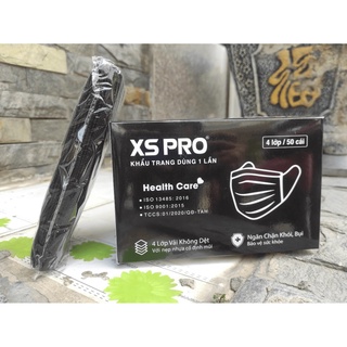 Khẩu Trang Y Tế XS PRO 4 Lớp Màu Đen (Hộp 50 Cái)