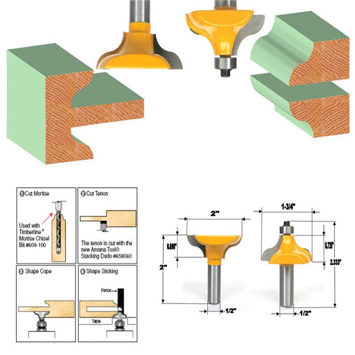 Mũi phay gỗ ghép ván cửa loại dày 30 - 40mm