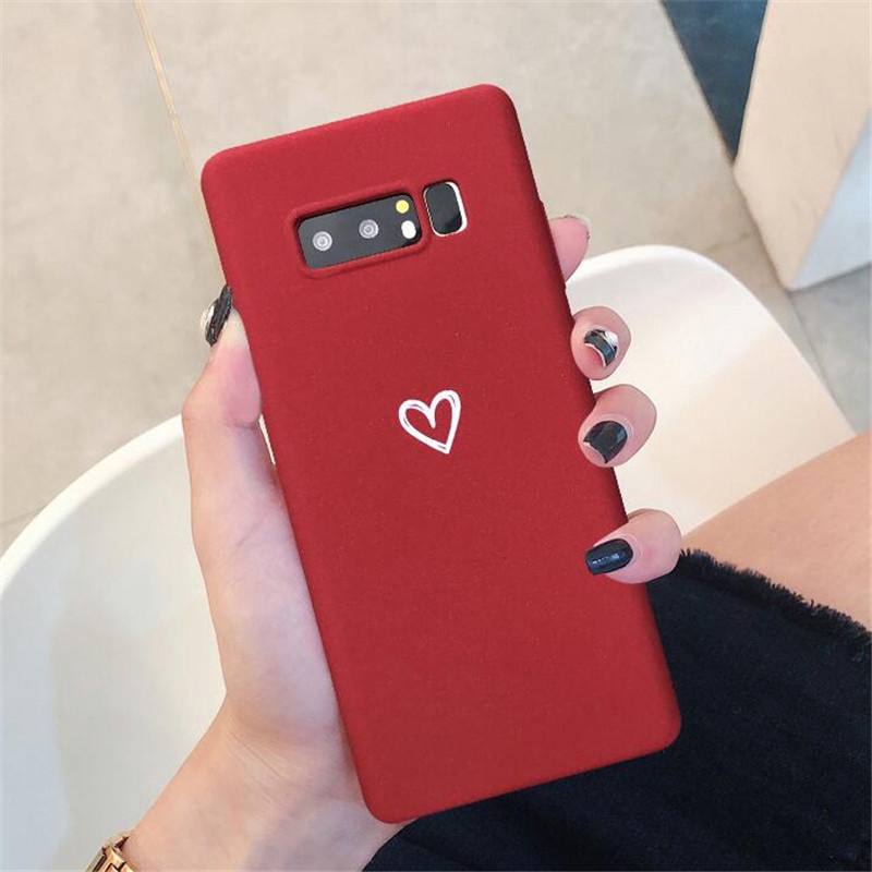 Ốp điện thoại nhám màu trơn in hình trái tim cho Samsung Galaxy Note 8 9 S8 A9 Star C7 C9 Pro | BigBuy360 - bigbuy360.vn