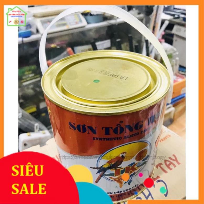 [ XẢ KHO ] Sơn tổng hợp ALKYD TK sơn sắt thép, đồ gỗ,... lọ 3kg (tặng kèm chổi quét)