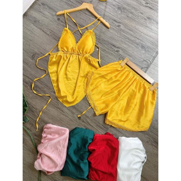 BỘ NGỦ LỤA SATIN SEXY CÓ MÚT NGỰC | BigBuy360 - bigbuy360.vn