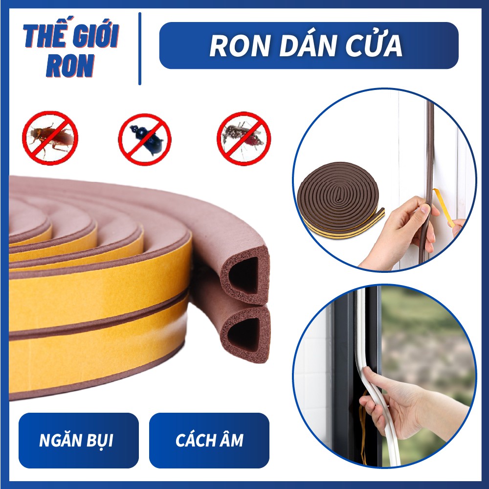 Cuộn 2 Mét Ron Chặn Cửa, Chặn Khe Cửa, Miếng Chặn Cửa Chữ D Dày 6mm Dán Khung Cửa Tự Dính Cách Âm, Ngăn Bụi, Giảm Chấn