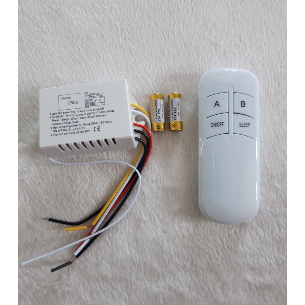 công tắc điều khiển từ xa 2 cổng RF2 (2 đèn,2 kênh)sóng radio xuyên tường(tặng kèm 2 pin)