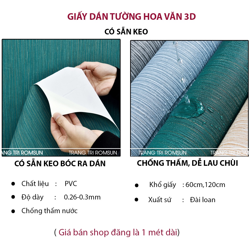 Giấy dán tường vintage 3D nhẹ nhàng khổ 120cm - Decal dán tường dán phòng ngủ phong cách hàn quốc cao cấp