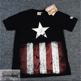 Marvel Comics - Áo thun Captain America sao đen - Unisex