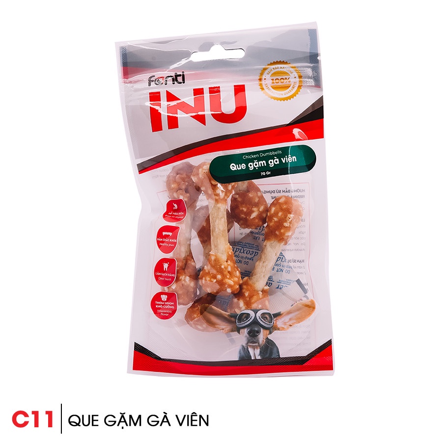 Xương gặm gà viên cho chó INU gói 100g