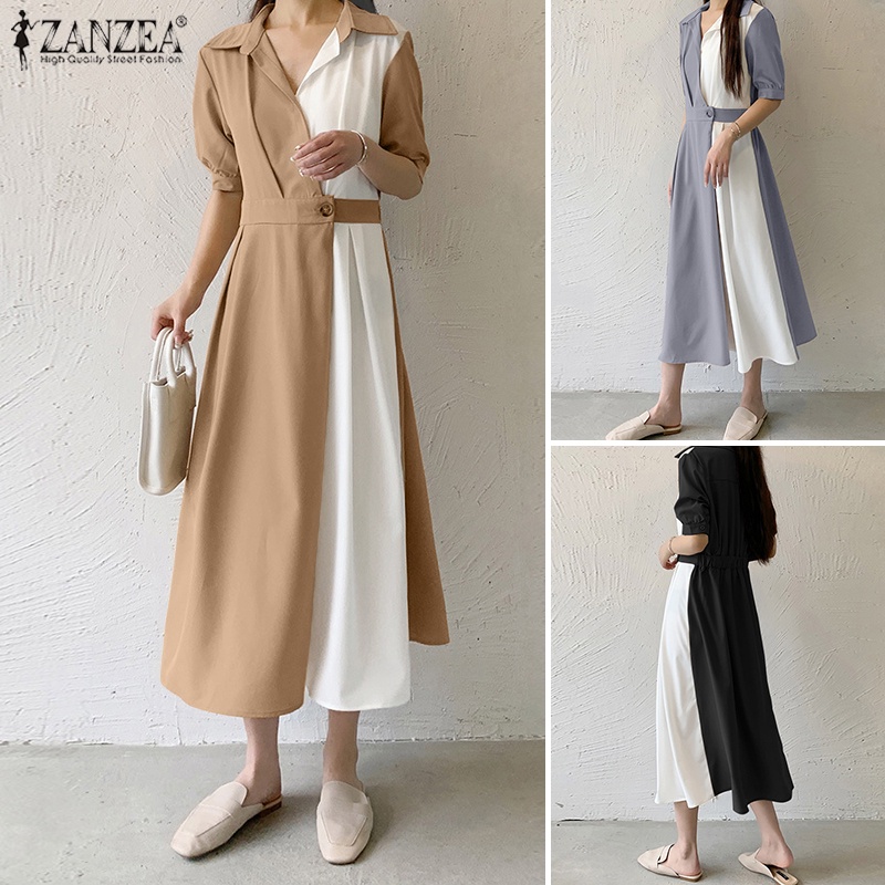 Đầm ZANZEA ngắn tay cổ chữ v thời trang nữ tính