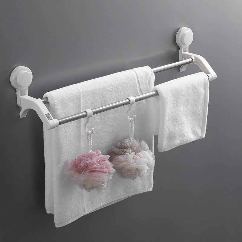 Oenen Bathroom Without Punching Stainless Steel Suction Cup Double Towel Rack 690g