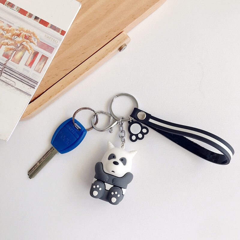 Móc khoá nhựa anh em gấu Chúng tôi là gấu bare bear cosplay đeo tai cún chó con