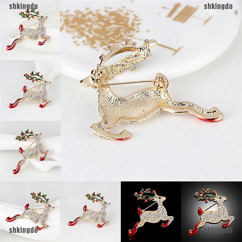 Trâm cài áo trang trí hình tuần lộc giáng sinh đính đá độc đáo