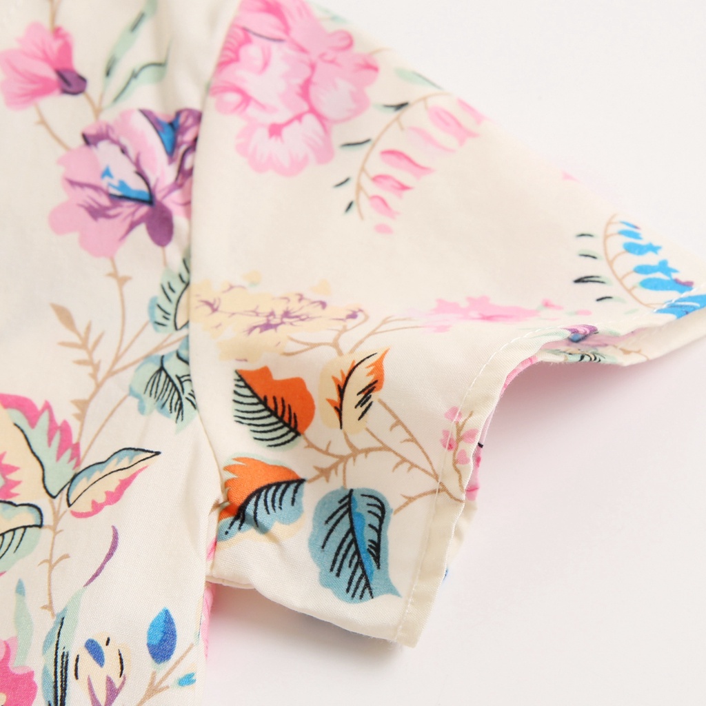 Sanlutoz Bộ Áo Liền Quần Tay Ngắn In Hoa Dễ Thương Kèm Băng Đô Cài Tóc Thời Trang Mùa