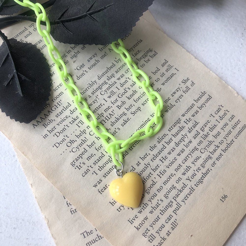 Dây Chuyền Mặt Hình Trái Tim Màu Hồng Xinh Xắn Cho Nữ