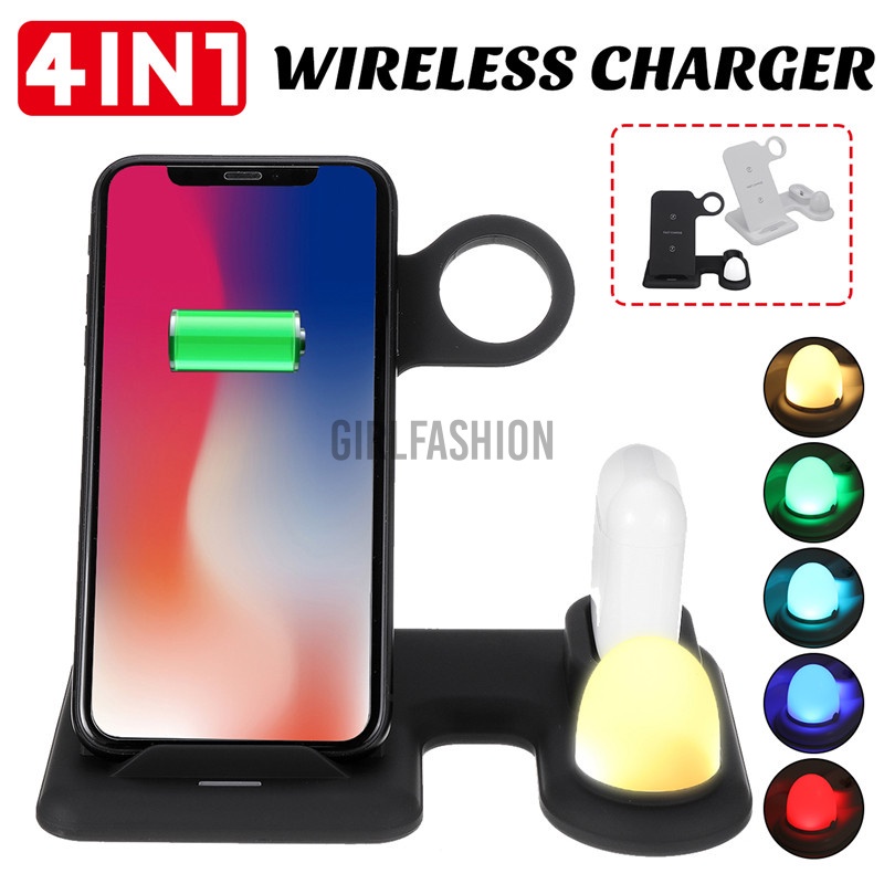 4 in1 Wireless Charger Charging Stand For Apple Watch 5/4/3/2/1 Airpod Cellphone