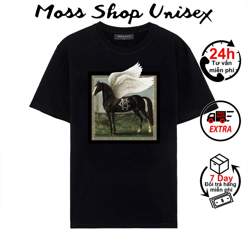 Áo thun tay lỡ Ngựa Cánh Ô Vuông MOSSSHOP - Áo phông nam nữ phong cách hàn quốc ulzzang form rộng 65kg
