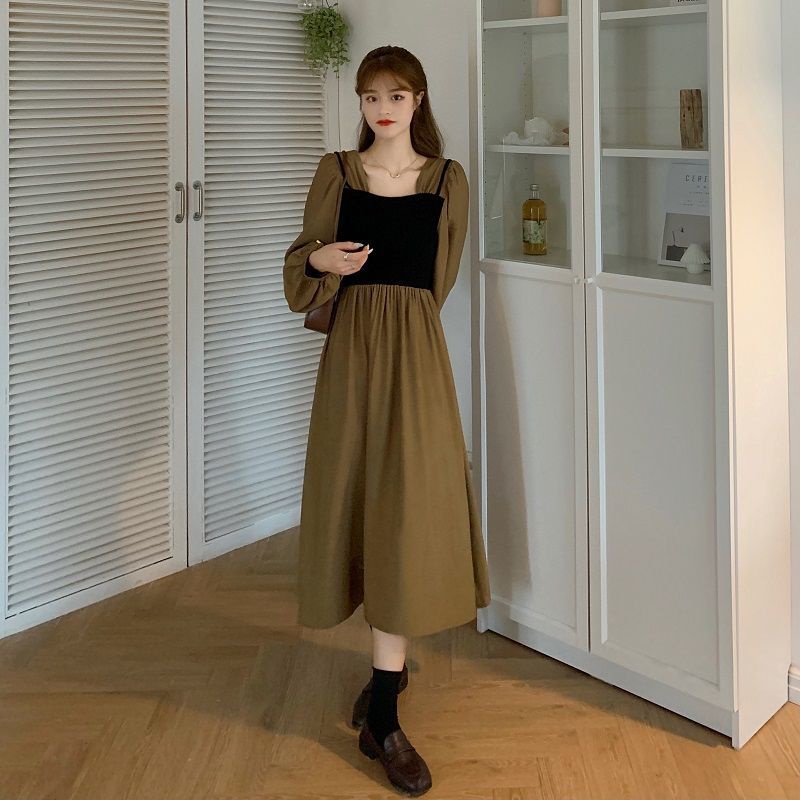 Đầm midi cổ vuông thiết kế mới thời trang Hàn Quốc