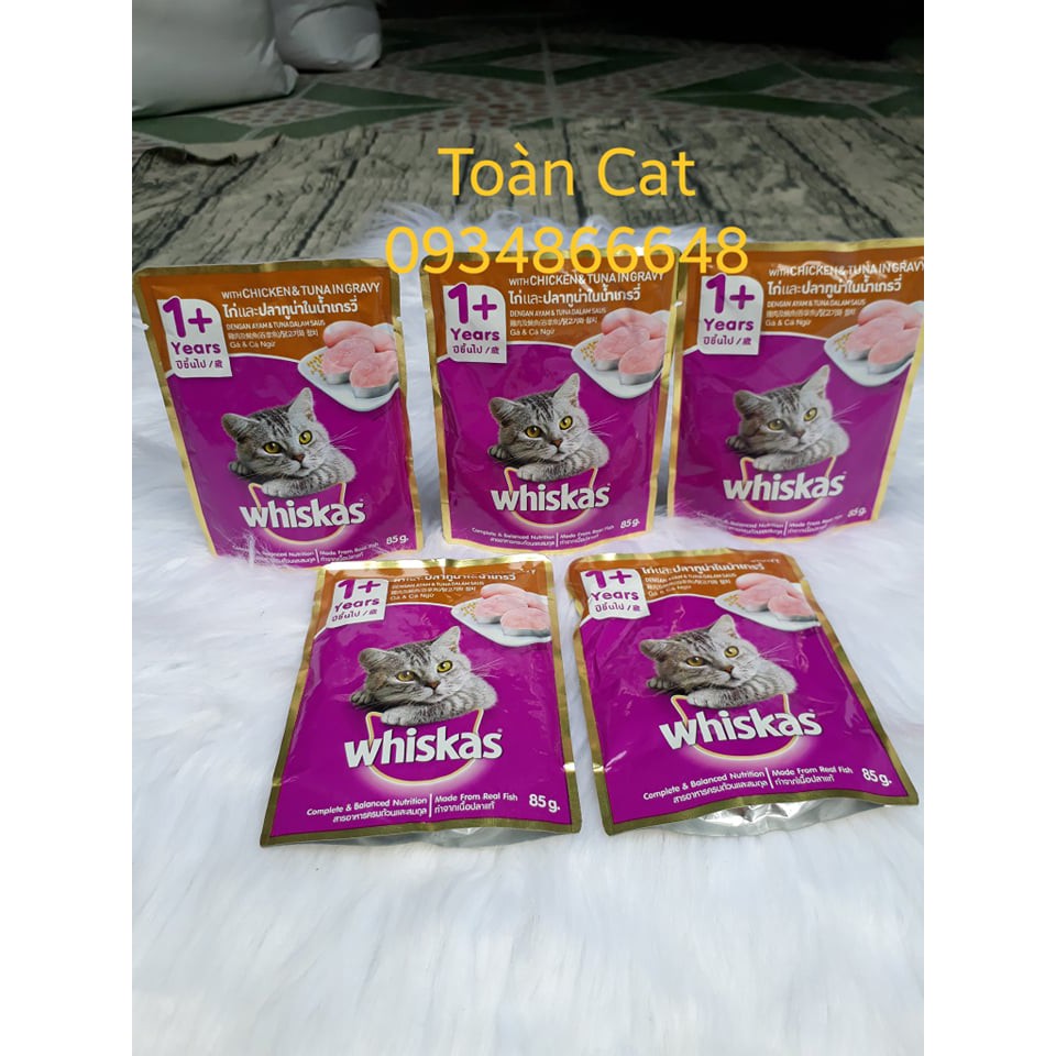 Thức ăn cho mèo Pate Whiskas gói 85gr