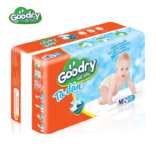 [Mã BMBAU50 giảm 7% đơn 99K] Tã dán Goodry M28/S32 - Công nghệ Nhật Bản, Màng đáy thoáng khí 100% ngăn ngừa hăm tã