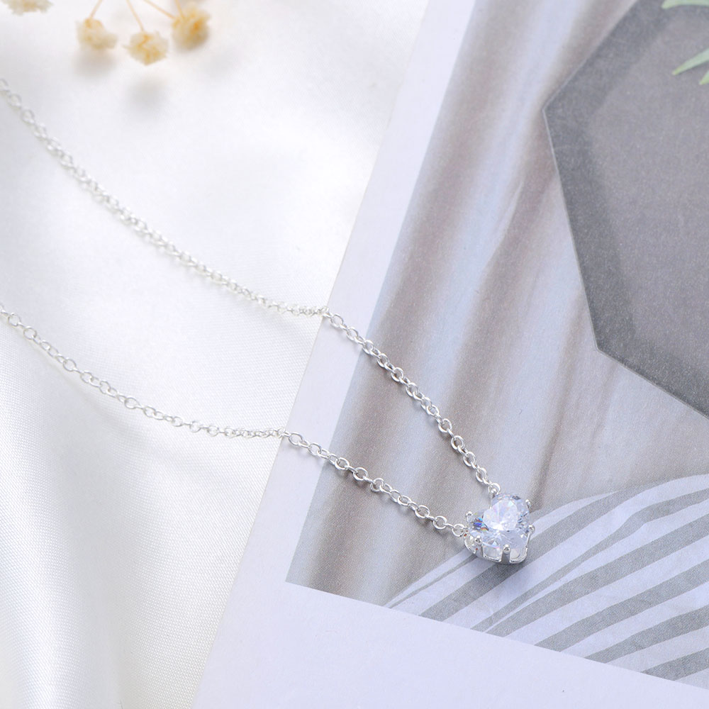 vòng cổ Nữ Mặt Trái Tim Đính Đá S925 Thời Trang Yanqueens Quà tặng phụ kiện