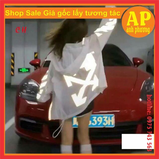 Áo khoác phản quang white off chất gió hàng 1 lớp có hình in phản quang | BigBuy360 - bigbuy360.vn