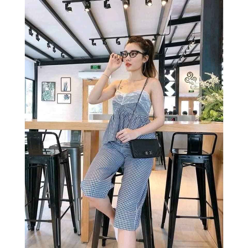 bộ 2 dây cổ pha ren + quần ngố đẹp