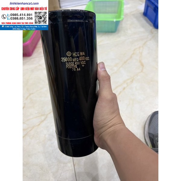 Tụ Điện 25000uf 400v Tháo Máy Kích Thước 90x235mm