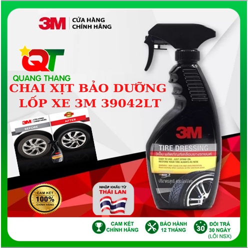 Chai Xịt Bảo Dưỡng Lốp Xe Ô Tô - Dung Dịch Phủ Bóng Lốp Xe, Bảo Dưỡng Lốp Xe 3M PN39042LT 400Ml - Hàng Chính Hãng