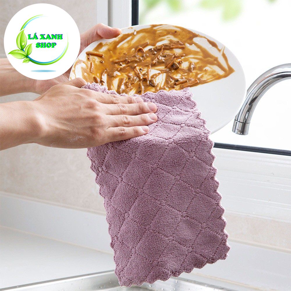 Khăn Lau Bát Đĩa T2 SIZE 21X13,5Cm Sợi Cotton Thấm Hút Nước - Khăn Lau Bếp Lau Tay Đa Năng 2 Mặt Dày Dặn