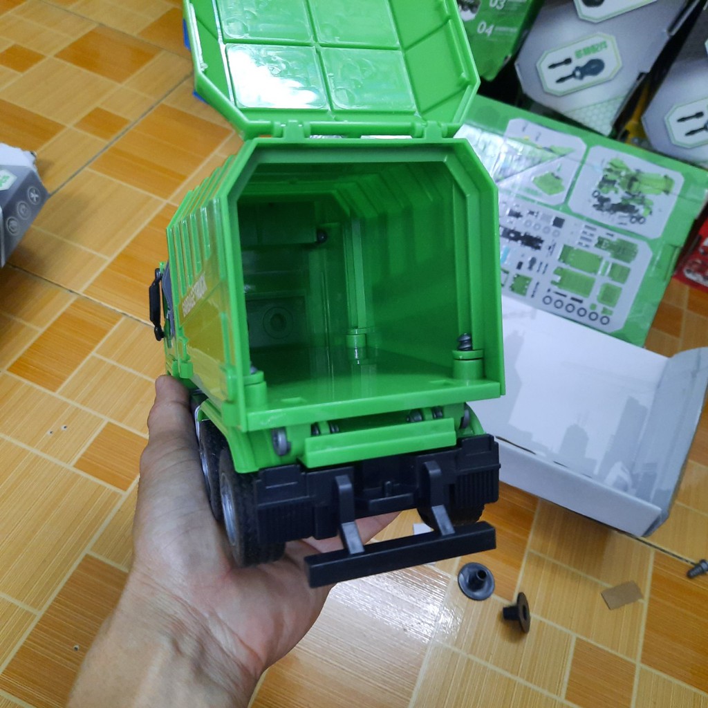 Đồ chơi lắp ghép lego mô hình xe chở rác gồm 88 chi tiết có âm thanh và đèn xe ô tô đồ chơi trẻ em MS-B0780