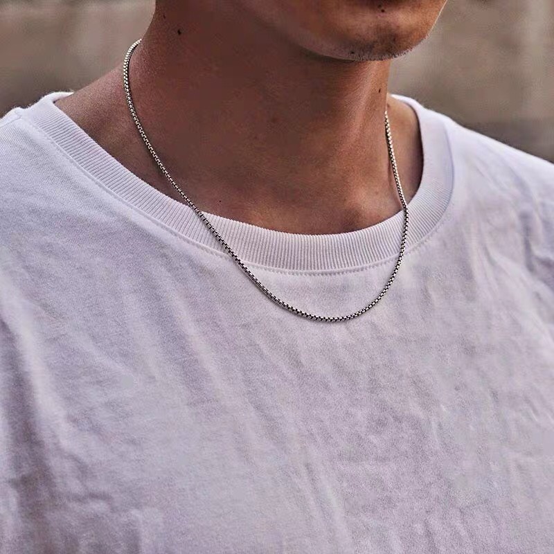 Vòng Thời Trang Dây Chuyền Trơn Basic Unisex Màu Bạc Cho Nam Nữ LOKI Accessories Chất Liệu Inox Không Gỉ