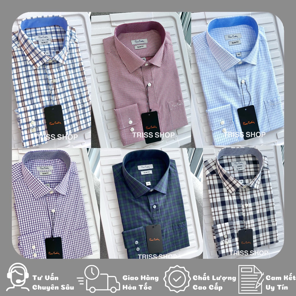Áo sơ mi nam dài tay Pierre Cardin 10 vải cotton chống nhăn form slimfit
