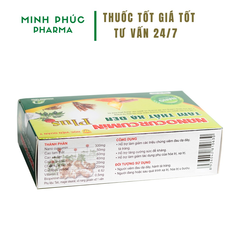 Nano Curcumin Plus Tam Thất Xạ Đen Học Viện Quân Y giá tốt