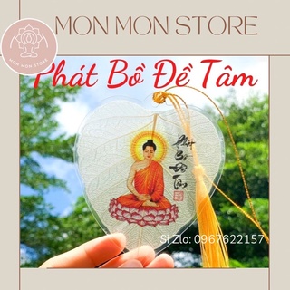 Lá bồ đề chữ thư pháp hình Phật Thích Ca đỏ (không gồm tua rua ngọc)