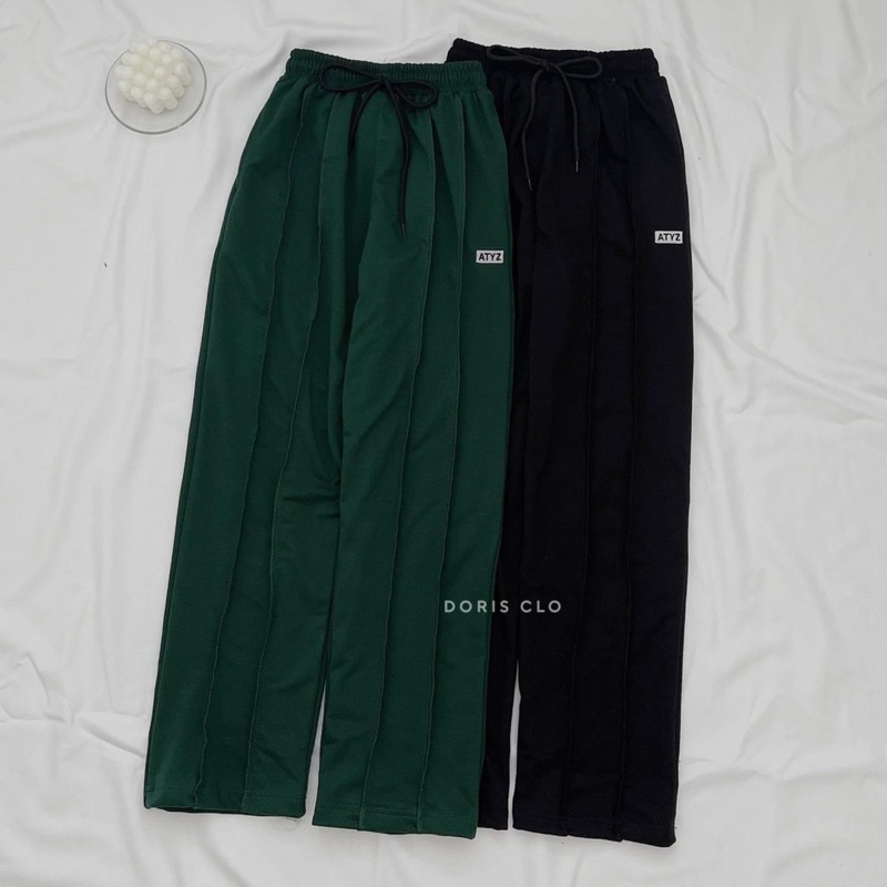 Quần Dài Nỉ A.T.Y.Z 2 Màu Đen_Xanh Unisex  Nam Nữ Đều Mặc Được ( Hàng Sẵn, Ảnh Thật)