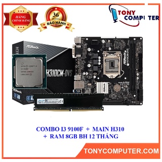 COMBO I3 9100F + MAIN H310 + RAM 8GB BH 12 THÁNG