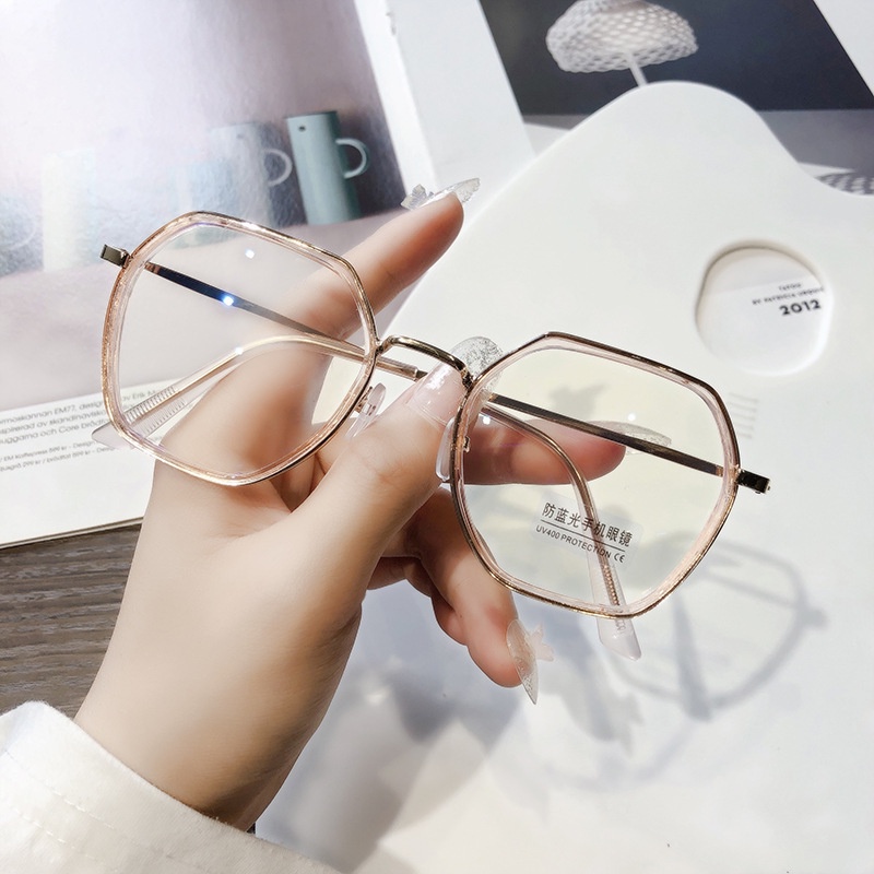 Mắt Kính Gọng Tròn Kim Loại Chống Tia Bức Xạ Từ Máy Tính Phong Cách Hàn Quốc Cho Nam/Nữ