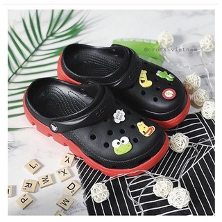 [Siêu Hot Tặng 6 Stiker] dép cross đen đỏ đế lượn sóng siêu cute💖FREESHIP💖sục cross bít đầu hotrend DU03