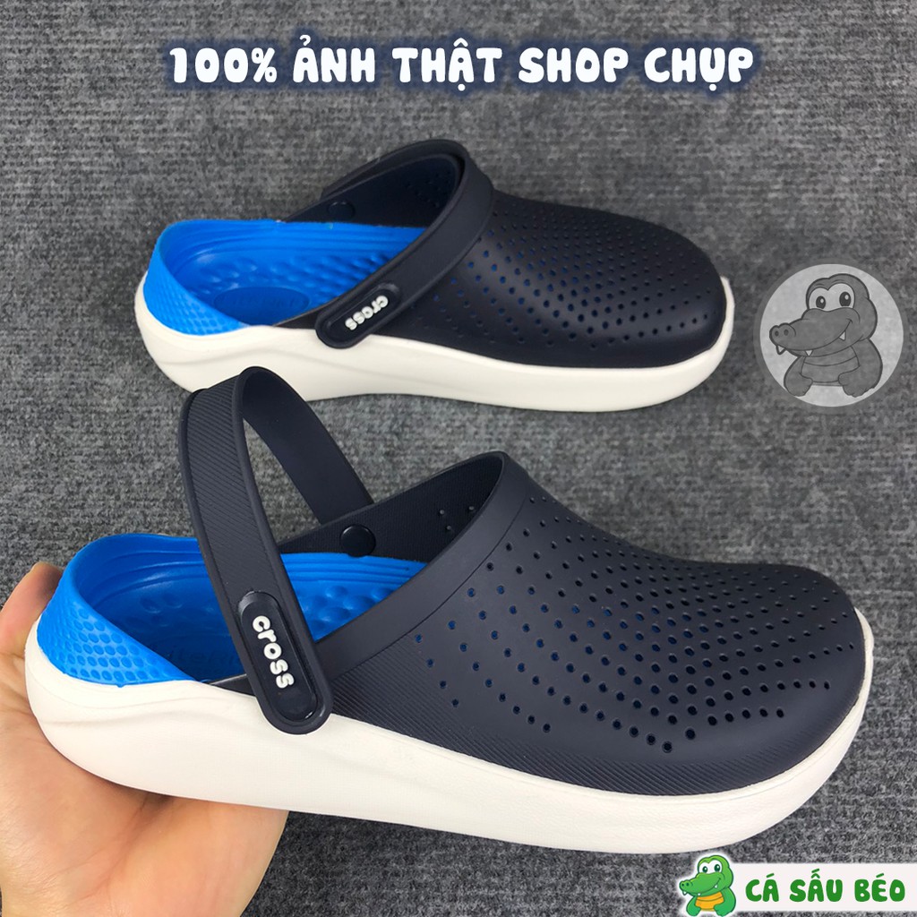 Dép Cross Literide Nam Nữ màu XANH NAVY- đế XANH DƯƠNG, Hàng loại 1 full box, full tag | BigBuy360 - bigbuy360.vn