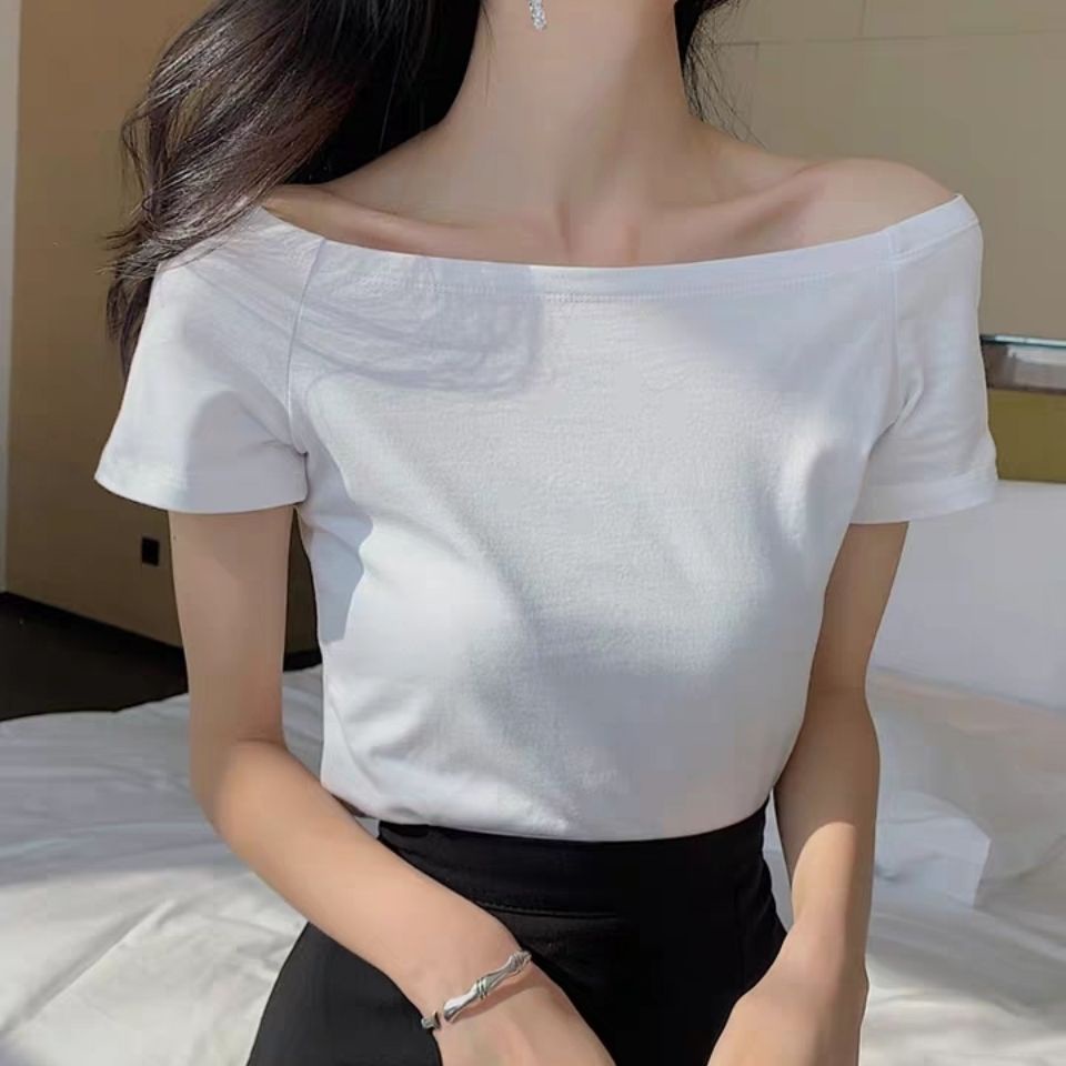 Chất lượng tốt Sản phẩm nổi bật Áo Thun Trễ Vai Một Bên Tay Ngắn Thời Trang Xuân Hè Phong Cách Phương Tây 2023 Cho Nữ