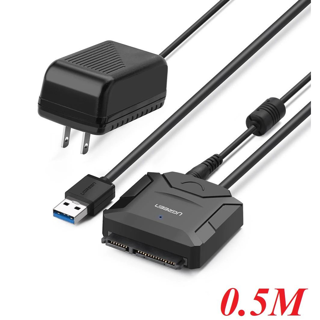 Ugreen 20636 kèm nguồn 12v USB 3.0 ra SATA III Cáp chuyển đổi cho hdd SSD 3.5 - 2.5inch CR108