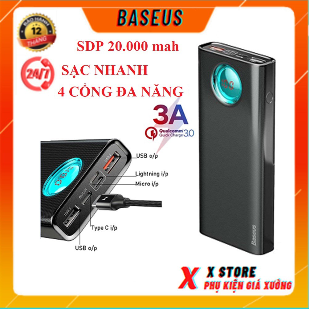 Pin dự phòng Baseus PPALL-LG01 Amblight 20000mAh hỗ trợ PD 18W và QC 3.0/2.0 x_store_official