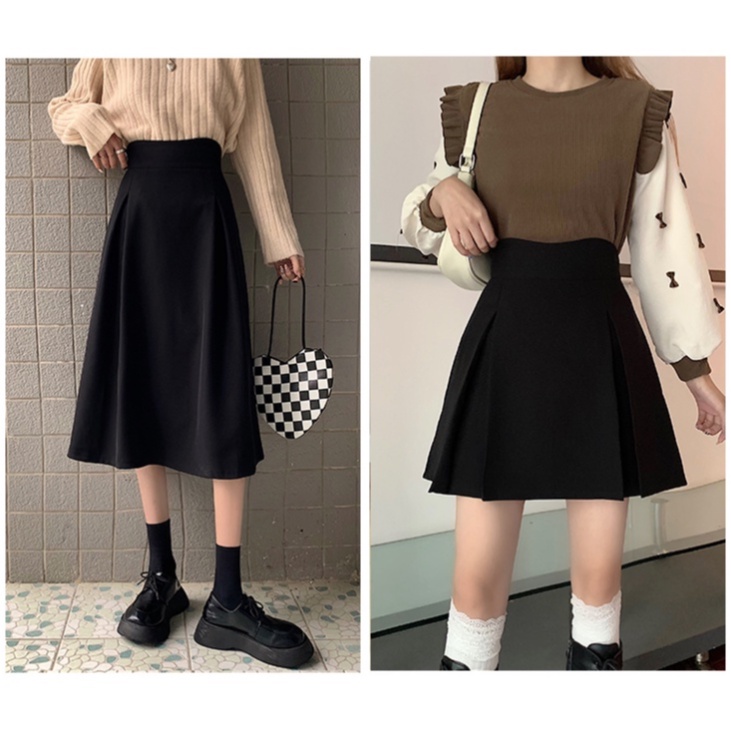 BIGSIZE Nữ chân váy chữ a dáng dài lưng cao màu đen mùa thu Phong cách Hàn Quốc cho người mập béo 45-100kg quảng châu cao cấp | BigBuy360 - bigbuy360.vn