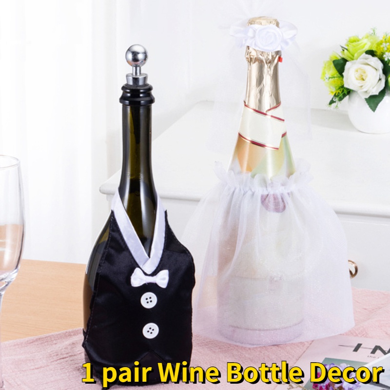 Vỏ Bọc Chai Rượu Thắt Nơ Trang Trí Tiệc Cưới