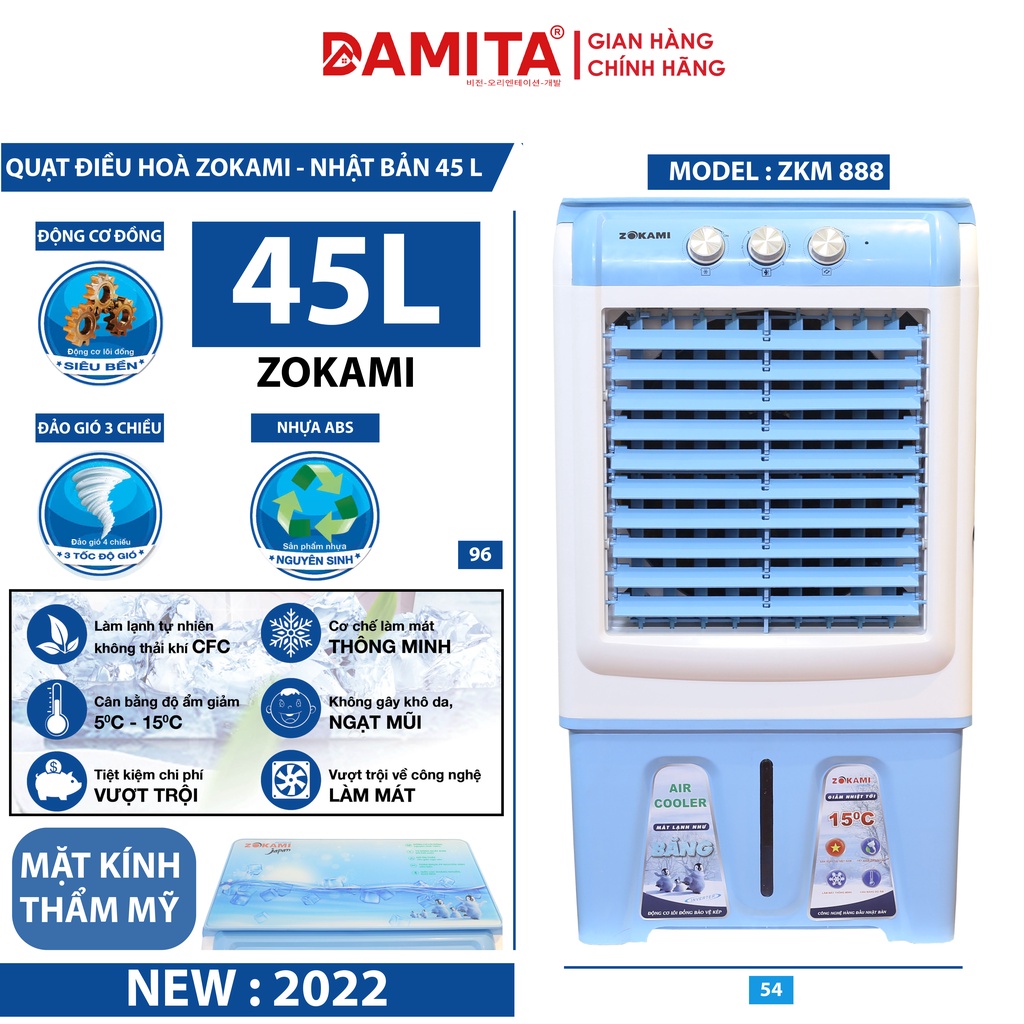 Quạt Hơi Nước Điều hòa  nhật bản ZOKAMI 40l 50l 60l hơi nước MÔ TƠ ĐỒNG hàng cao cấp ảnh thật giao trong ngày tại hà nội