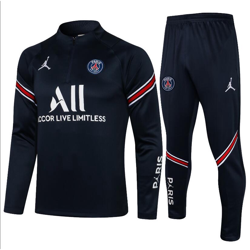 Áo Khoác Bóng Đá Tay Dài Paris Jordan Saint Germain PSG Messi Cỡ S-XXL 21 / 22 Chất Lượng Cao